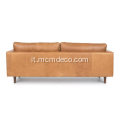 Divano Mid-Century Modern Sven Charme in pelle color marrone chiaro